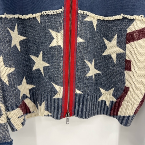 Free People Rare Stars Stripes Pullover 
oversized patriotic sweater Red ZipperS - Picture 5 of 10